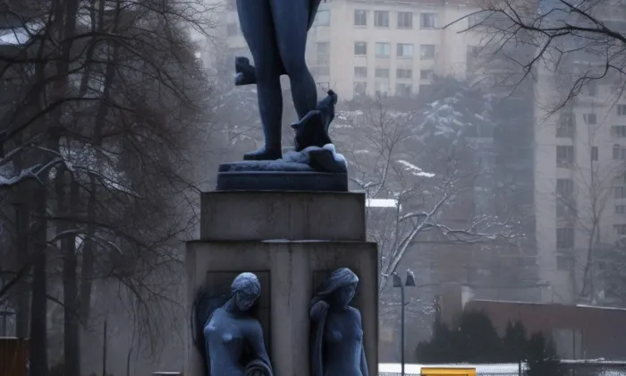 Socha Vltavy – zima