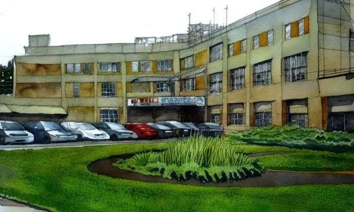 Společenský dům Baťov – akvarel