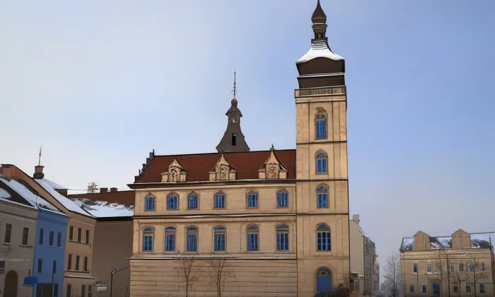 Staroměstská radnice v Mladé Boleslavi – zima