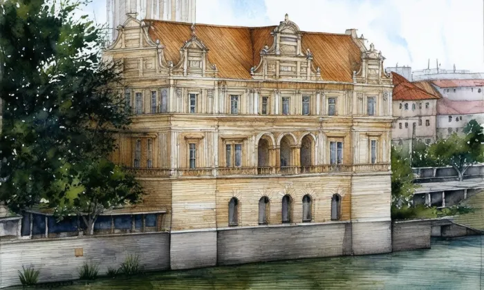 Staroměstská vodárna – akvarel