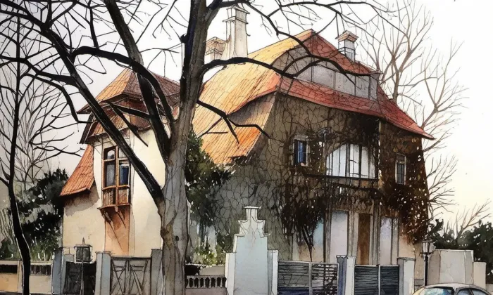 Suchardova vila (Bubeneč) – akvarel