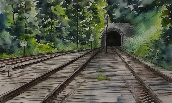 Sychrovský tunel – akvarel