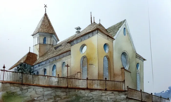 Synagoga v Českém Krumlově – akvarel