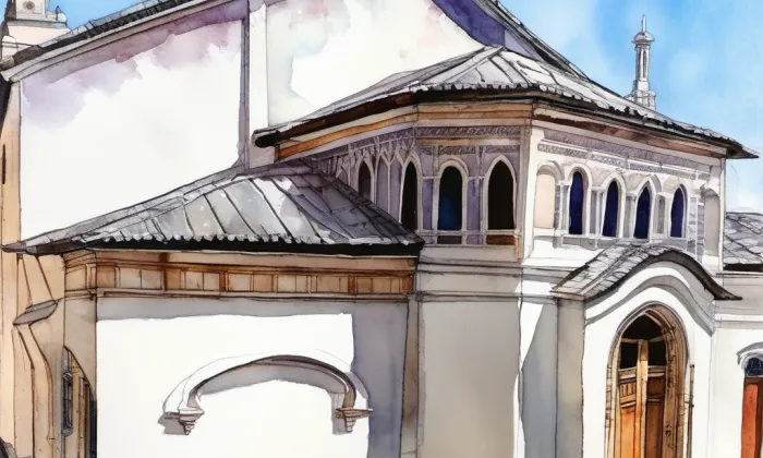 Synagoga v Golčově Jeníkově – akvarel