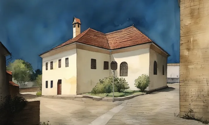 Synagoga v Kosově Hoře – akvarel