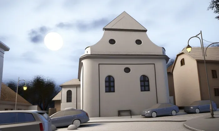 Synagoga v Lomnici – noc