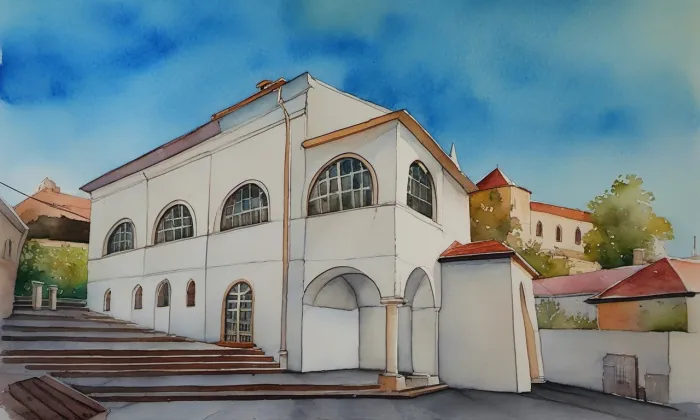 Synagoga v Mikulově – akvarel