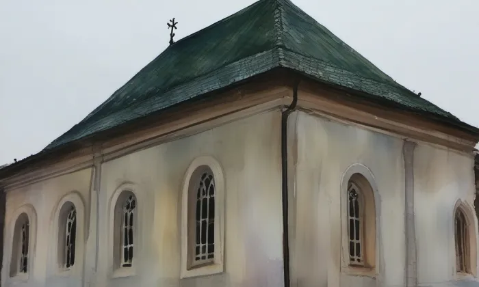 synagoga v Rychnově nad Kněžnou – akvarel