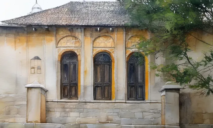 Synagoga v Třebívlicích – akvarel