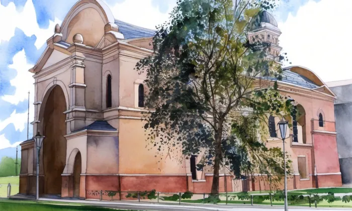 Synagoga v Uherském Hradišti – akvarel