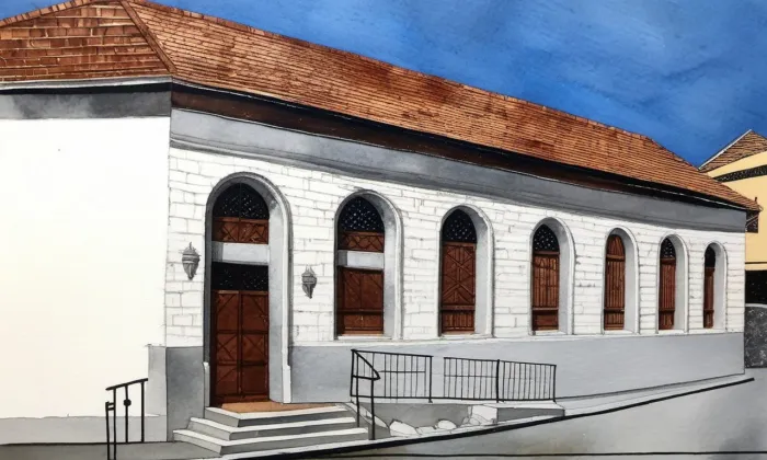 synagoga ve Veselí nad Moravou – akvarel