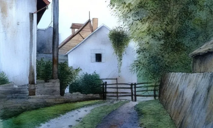 Týnišťský mlýn – akvarel