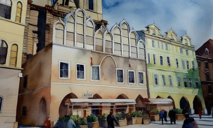 Týnská škola – akvarel