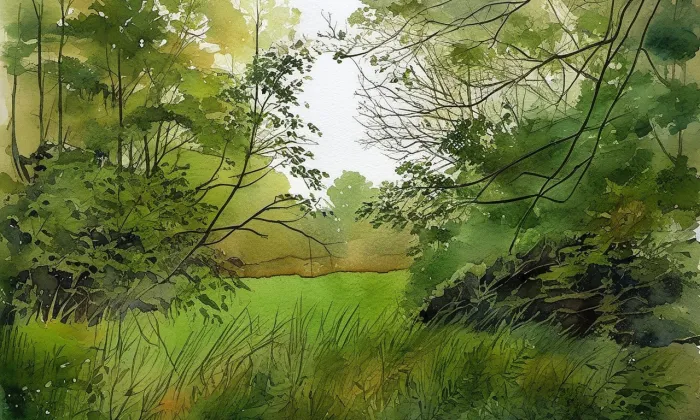 Topol – akvarel