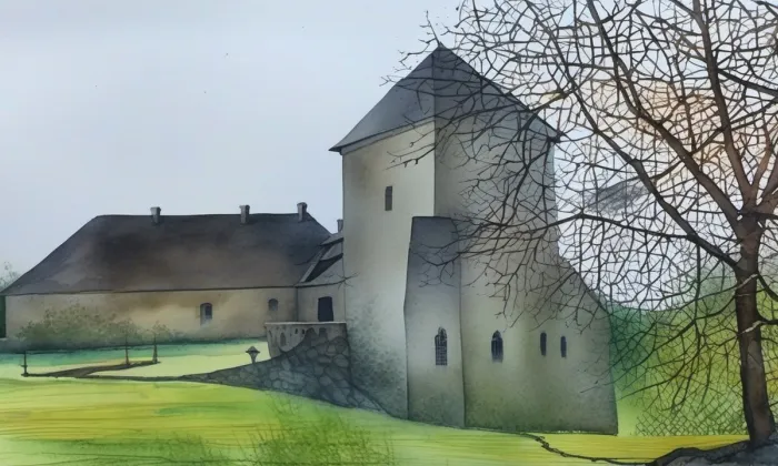 Tvrz Velké Horky – akvarel