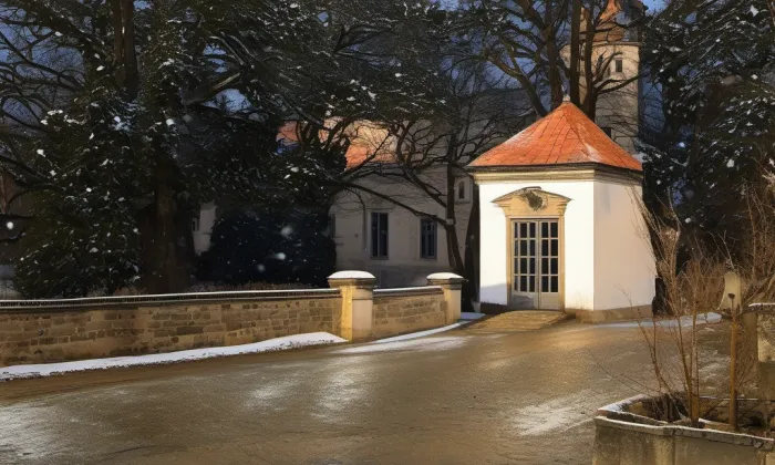 tvrziště Na Baště v Tihavě – zima