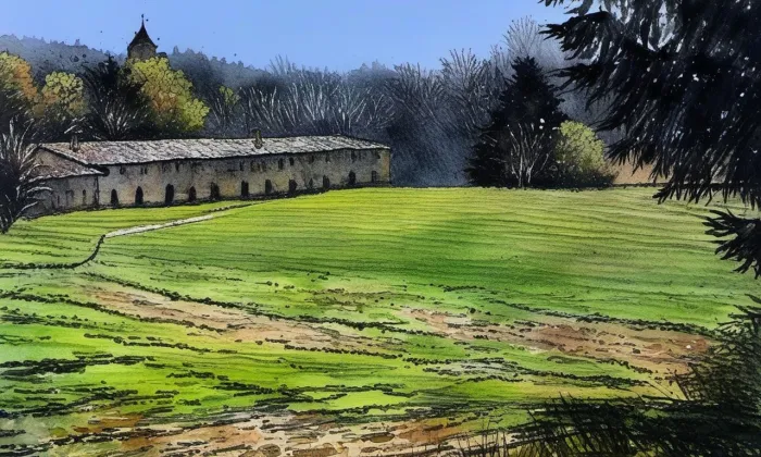 Tvrziště Smiřično – akvarel