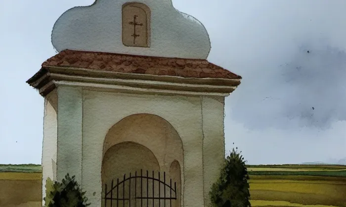 Výklenková kaplička - poklona (Moravské Budějovice) – akvarel