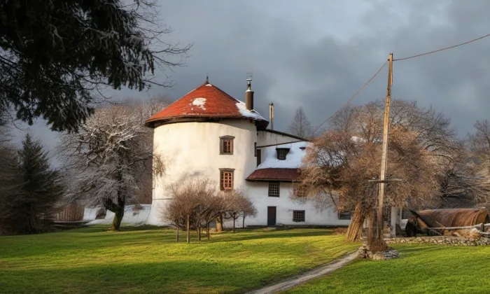 Větrný mlýn ve Studénce – zima