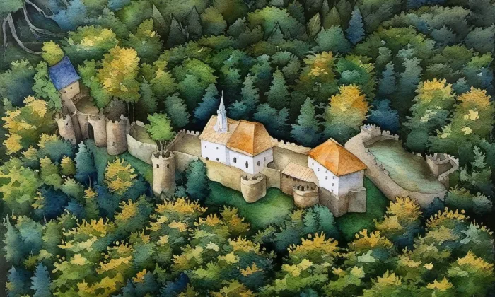Valdštejn – akvarel