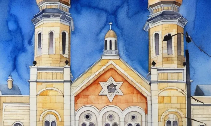 Velká synagoga – akvarel