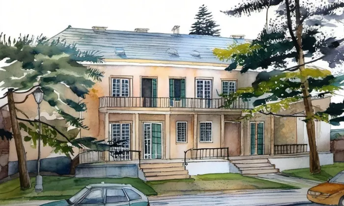 Vila rodiny Stratilových – akvarel