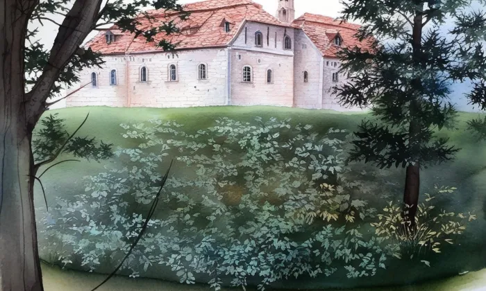 Vlkošov – akvarel