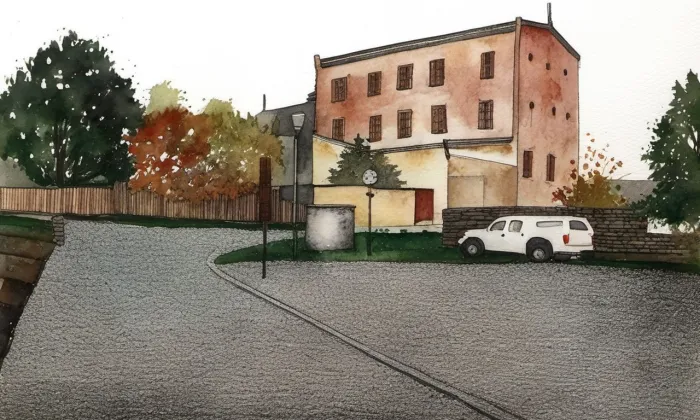 Vodní mlýn (Švihov) – akvarel