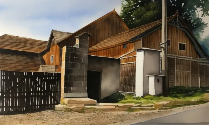 Vodní mlýn čp. 19 (Vepřek) – akvarel