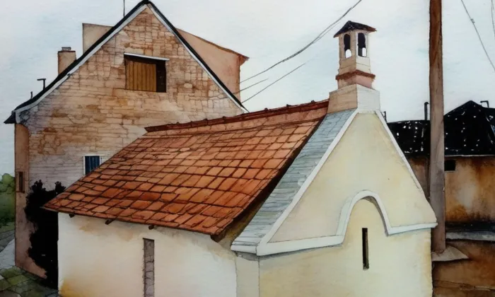 Vodojem – akvarel