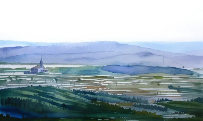 Vstupní portál Květenské štoly – akvarel