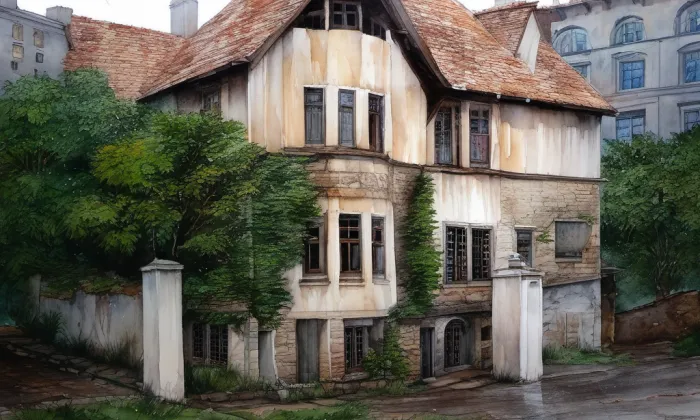 Vyskočilova vila – akvarel