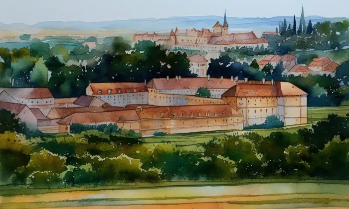 Zámek Líšeň – akvarel