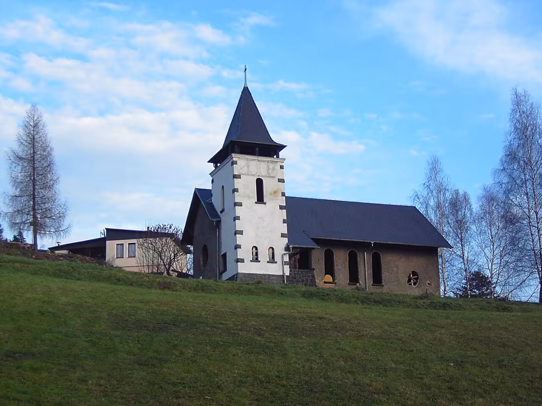 Dnešný pohľad – Evangelický kostel Dolní Poustevna