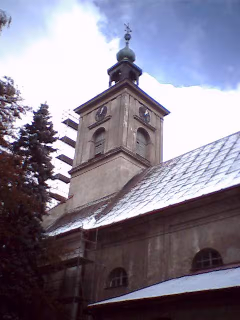 Dnešní pohled – Evangelický kostel v Komorní Lhotce