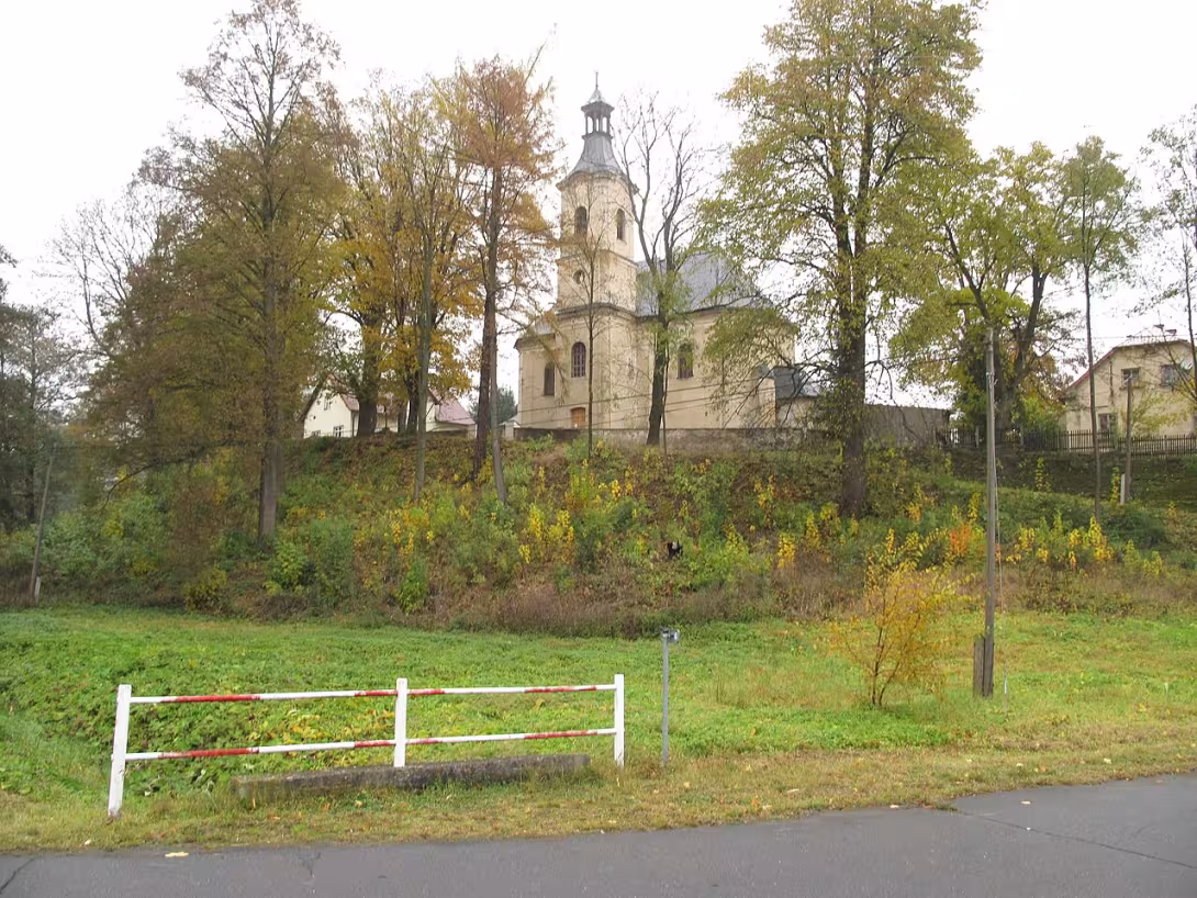 Dnešní pohled – Kostel Archanděla Michaela (Dětřichovice)
