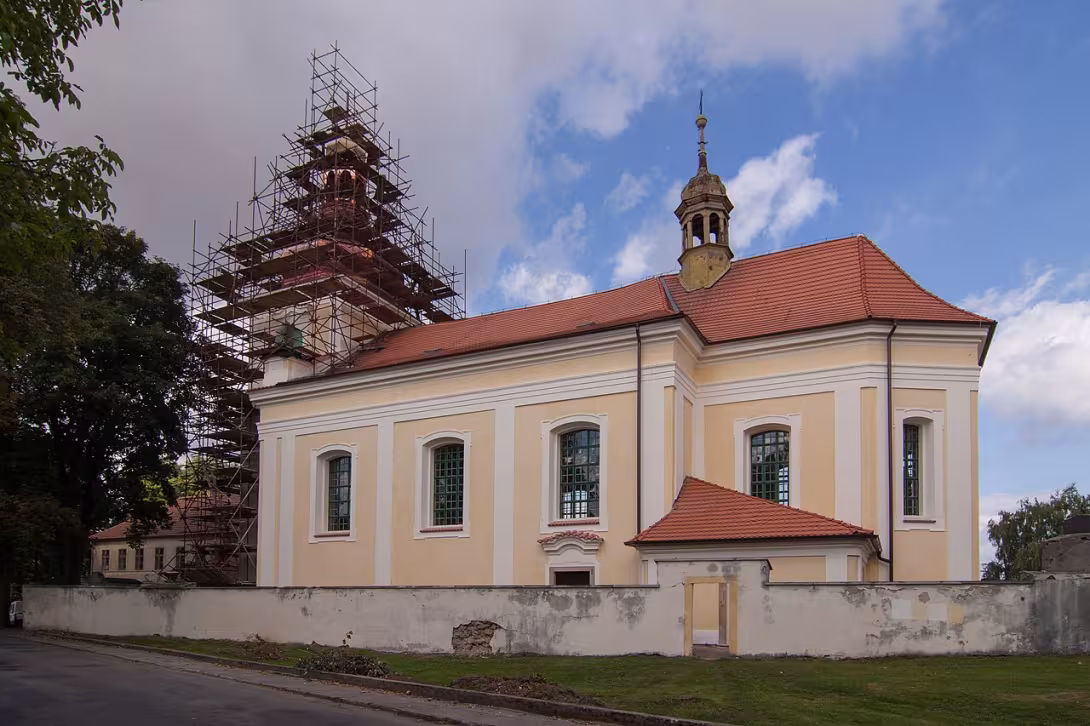 Dnešní pohled – Kostel Nanebevzetí Panny Marie (Chorušice)
