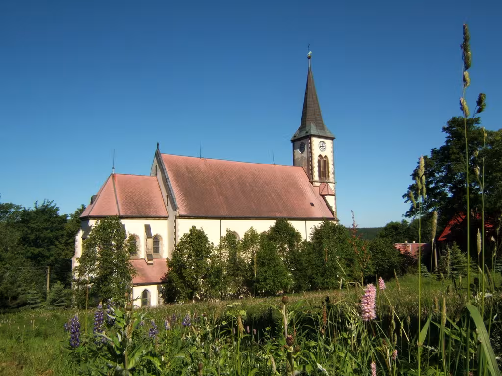 Dnešní pohled – Kostel Nejsvětějšího Srdce Ježíšova ve Vejprtech