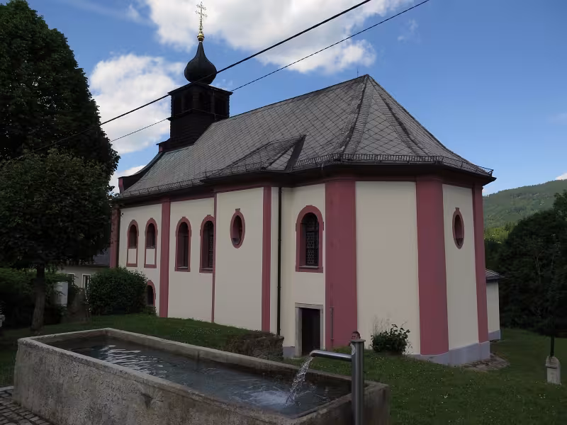 Dnešní pohled – Kostel Panny Marie Bolestné (Hamry)