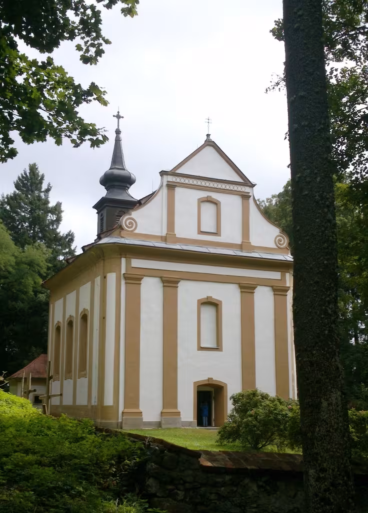 Dnešní pohled – Kostel Panny Marie Bolestné (Horní Planá)