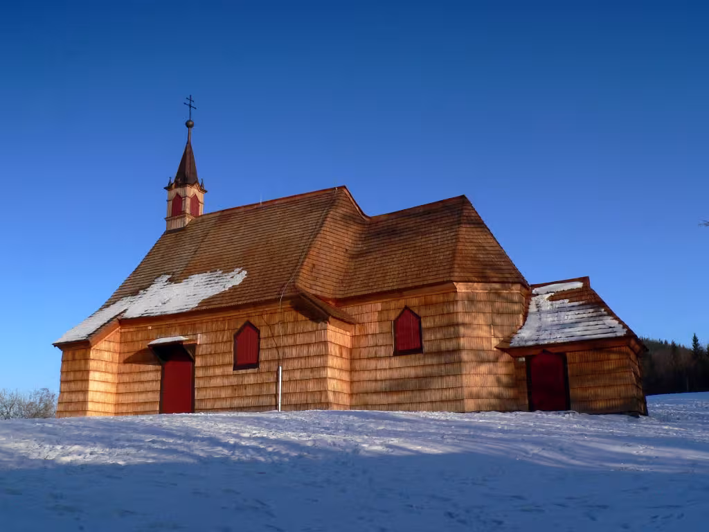 Dnešní pohled – Kostel svatého Antonína Paduánského (Vyšní Lhoty)