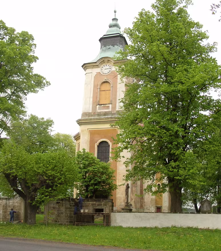 Dnešní pohled – Kostel svatého Jana Nepomuckého ve Starých Křečanech
