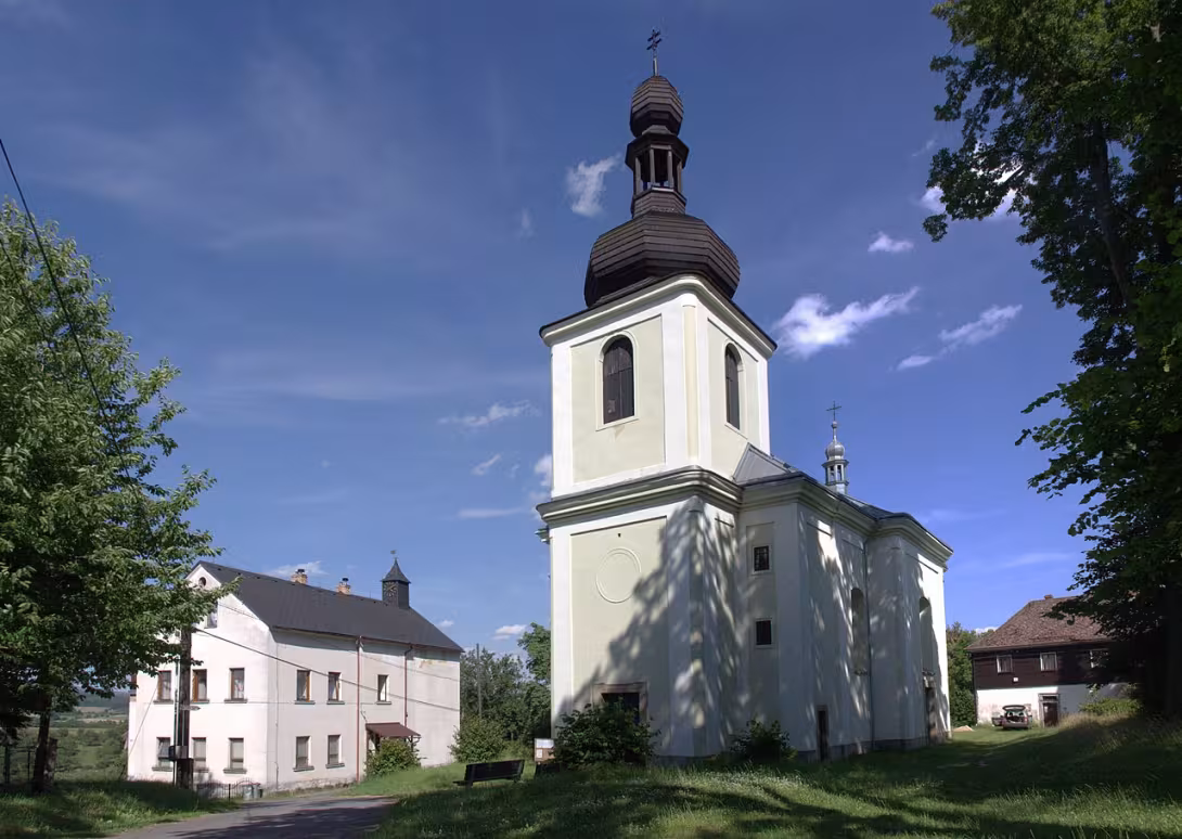 Dnešní pohled – Kostel svatého Linharta (Hlavice)
