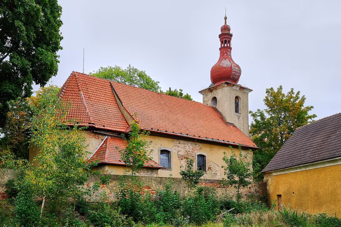 Dnešní pohled – Kostel svatého Osvalda (Nebanice)