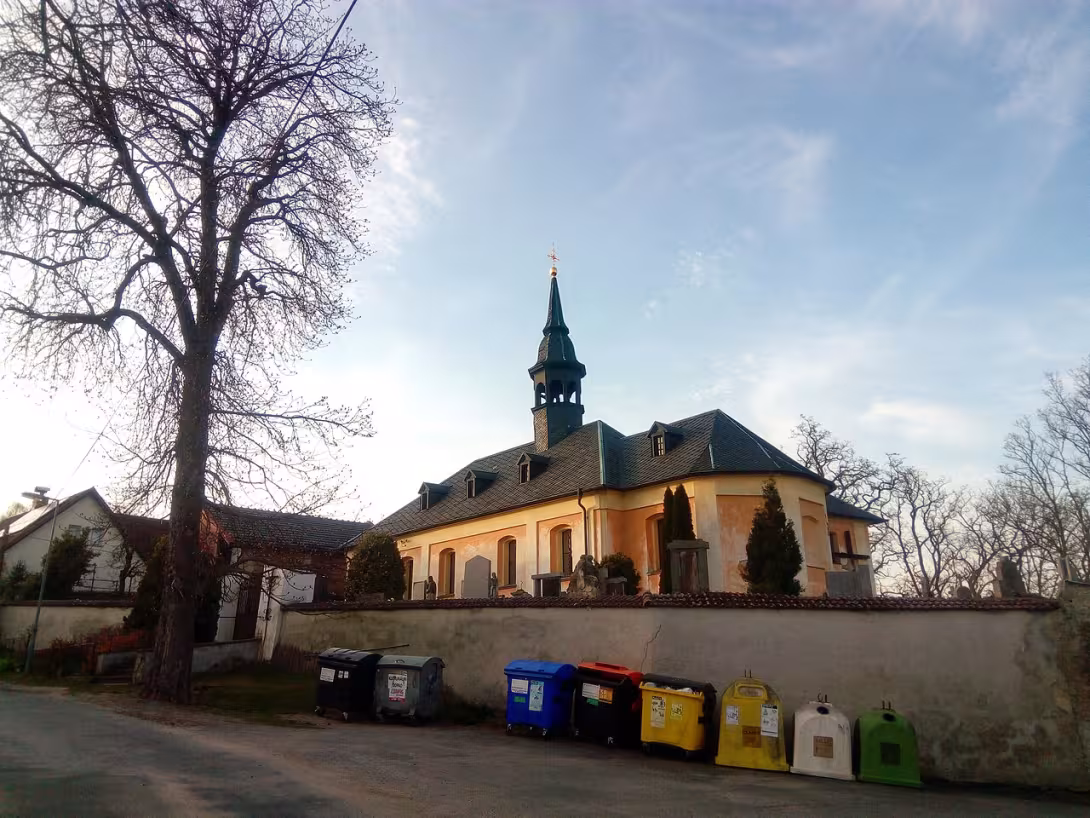 Dnešní pohled – Kostel svatého Vavřince (Mukařov)