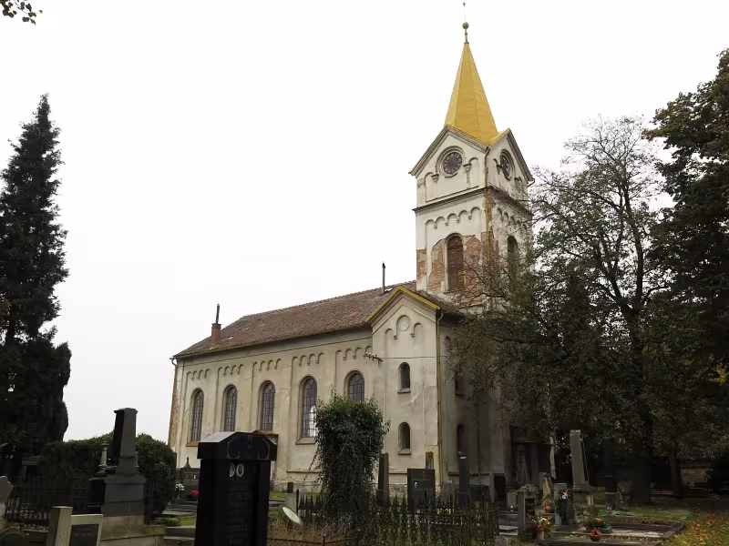 Dnešní pohled – evangelický kostel v Bošíně