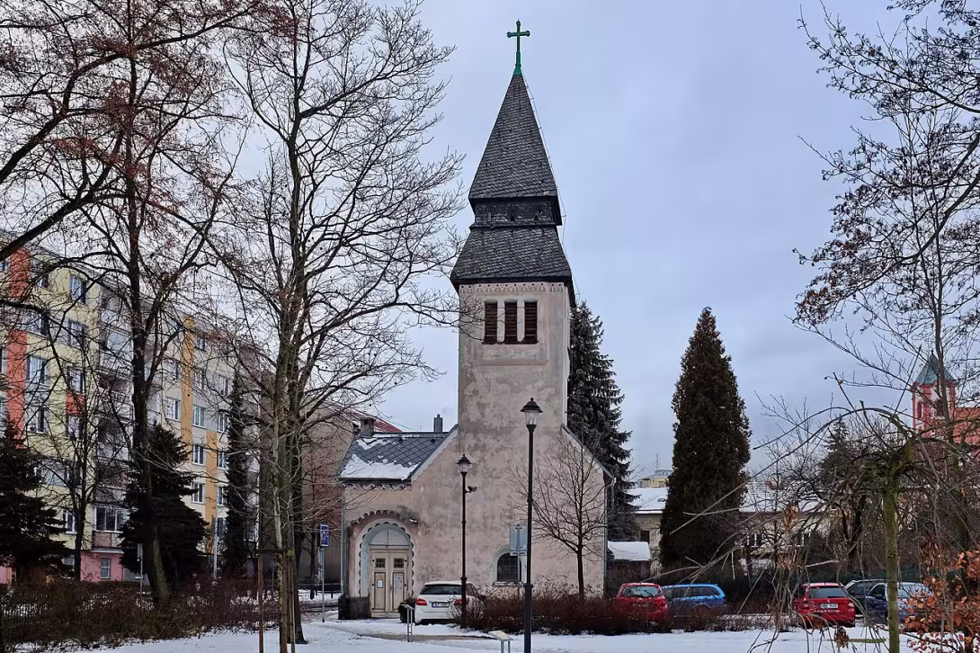 Dnešní pohled – evangelický kostel v Chodově