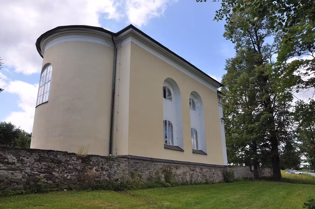 Dnešní pohled – evangelický kostel v Horní Krupé