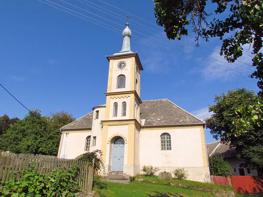 Dnešní pohled – evangelický kostel v Horních Vilémovicích
