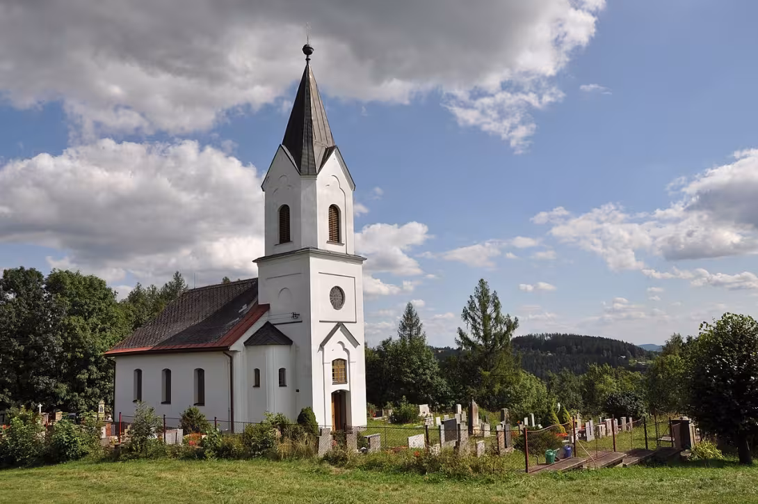 Dnešní pohled – evangelický kostel v Křížlicích
